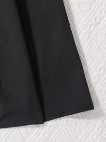 SHEIN Tween Girl Contrast Collar Button Front Shirt Dress - Black - View 5