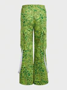 SHEIN X The Future X TIMPHOENIX 男士滿版印花翻蓋口袋帶扣細節工裝褲 - 彩色 - 查看 7