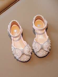 Children Girls' Flat Shoes With Bowknot Decoration And Ankle Strap - Pink - View 3