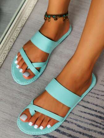 女性露趾拖鞋帶平底高跟鞋和織物