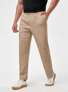 Manfinity NXTstreet Men Slant Pocket Solid Suit Trousers - Khaki - View 1