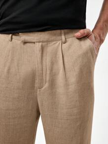 Manfinity NXTstreet Men Slant Pocket Solid Suit Trousers - Khaki - View 4