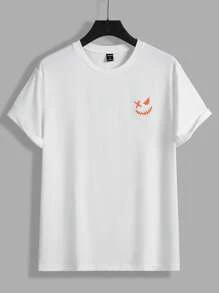 Manfinity RebelGame 男士卡通和標語圖案T恤 - 白色 - 查看 2