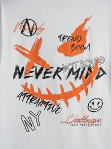 Manfinity RebelGame 男士卡通和標語圖案T恤 - 白色 - 查看 3