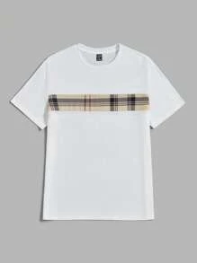 NEON BLANC Men's Plaid Print Tee, Summer, Streetwear Essentials