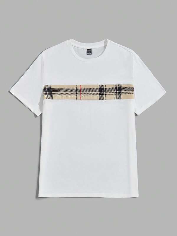 NEON BLANC Tricou bărbătesc cu imprimeu în carouri, vară, articole esențiale pentru streetwear