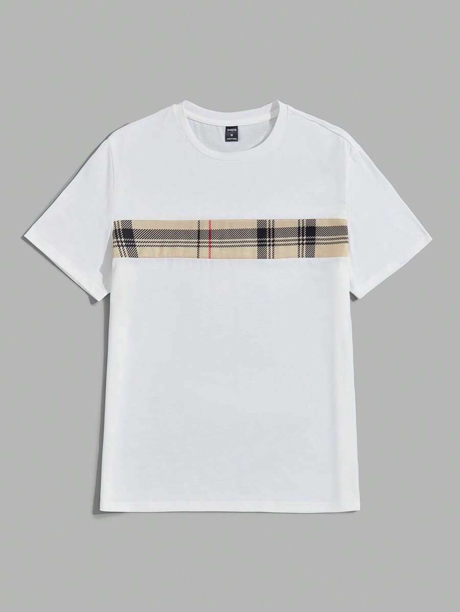 NEON BLANC Men's Plaid Print Tee, Summer, Streetwear Essentials