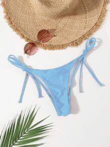 SHEIN Swim 側繫帶泳衣下裝 - 淺藍色 - 查看 5