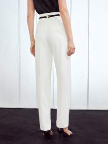 MOTF PREMIUM BELTED PRESS CREASE SUIT TROUSERS - White - View 10