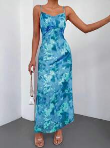 EURMUSE Tie Dye Cami Dress - Blue - View 4