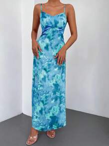 EURMUSE Tie Dye Cami Dress - Blue - View 6