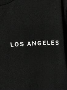 Manfinity VCAY Men Plus Bear & Letter Graphic Tee & Drawstring Waist Shorts - Army Green - View 5