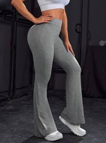 Powerista Pantalones deportivos con estampado de letra pierna amplia - Gris - Ver 3