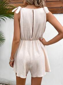 SHEIN Frenchy Contrast Lace Tie Shoulder Romper