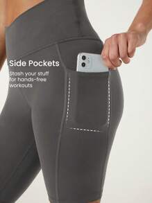 GLOWMODE 10" FeatherFit™ Cyclist Anti-Slip Bike Shorts Low Impact Running Gym Workout Summer - Dark Grey - View 4