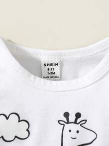 SHEIN Vintaside Kids Bebé niño Body con estampado de dibujos animados con pantalones deportivos & Sombrero - Multicolor - Ver 3