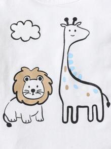 SHEIN Vintaside Kids Bebé niño Body con estampado de dibujos animados con pantalones deportivos & Sombrero - Multicolor - Ver 4