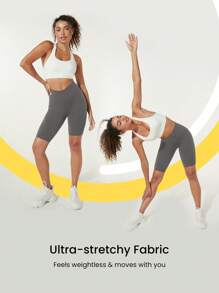 GLOWMODE 10" FeatherFit™ Cyclist Anti-Slip Bike Shorts Low Impact Running Gym Workout Summer - Dark Grey - View 6