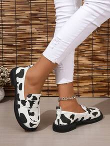Women's Fashionable Flat Shoes With Cow Print - متعدد الألوان - مشاهدة 5