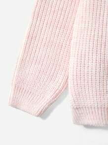 RueChic Tween Girl Raglan Sleeve Ribbed Knit Jumper - Baby Pink - View 5