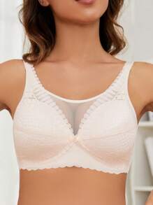 Moonlight&Mama Maternity Contrast Mesh Nursing Bra For Mother - Apricot - View 3