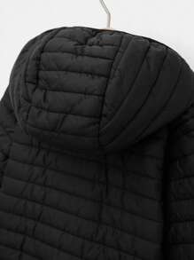 RueChic Young Boy Zip Up Hooded Puffer Coat - Black - View 4