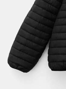 RueChic Young Boy Zip Up Hooded Puffer Coat - Black - View 5