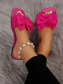 Sandały Bow-Knot Slide, damskie modne wsuwane buty plażowe z kokardą, antypoślizgowe, odporne na zużycie, odpowiednie do dojazdów do pracy, na imprezę, na wakacje na plaży