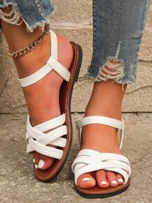 Mới Thời trang Của phụ nữ Thoải mái Dép phẳng , Trắng Của phụ nữ Dép phẳng - trắng - Xem 8