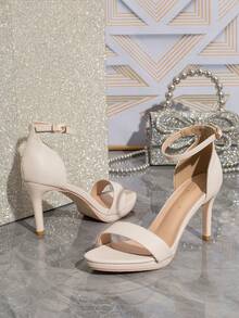 Women's Fashionable Ankle Strap Thin High Heel Sandals - Apricot - View 3