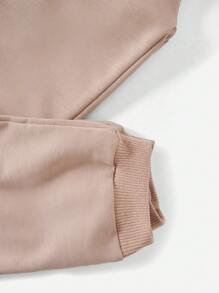RueChic Bộ 2 áo nỉ có mũ trùm đầu tay Raglan và quần dài chạy bộ cho bé gái tuổi teen - Màu be - Xem 6