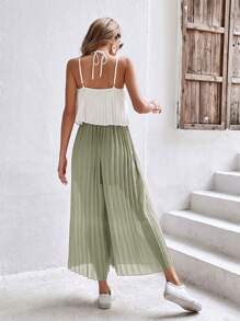 SHEIN Frenchy Two Tone Pleated Cami Jumpsuit Summer