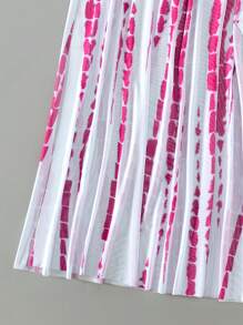 Swim Vcay Nhuộm buộc Đồ bơi Bikini Dây đeo cổ Với váy đi biển - Màu Hồng Tươi - Xem 5