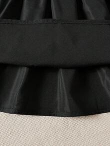 SHEIN 女大童條紋和字母圖案襯衫&吊帶上衣&百褶半身裙 - 黑與白 - 查看 6