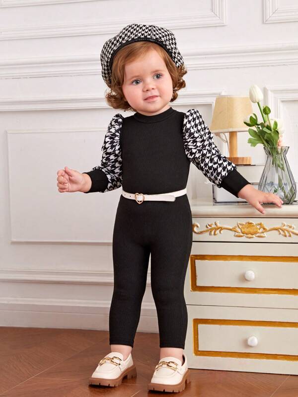 SHEIN Monos de Bebé Niña Pata de Gallo