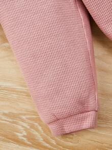SHEIN Đứa bé gái Đồ họa Hoạt hình Thiết kế tai 3D Lót Teddy Quần - Hồng - Xem 4