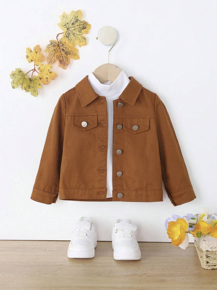 SHEIN Baby Girls' Versatile Jacket, For Outdoor Use - Ginger - View 1