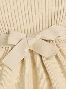 SHEIN 女嬰可愛搭配圓領長袖套頭毛衣和長褲套裝 - 杏色 - 查看 4