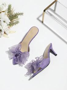 Women's Embellished Open Toe High Heel Sandals, Elegant Purple Suede-Like Stiletto Heels, Sexy Party Shoes For Summer,Kitten Heels - Purple - View 2