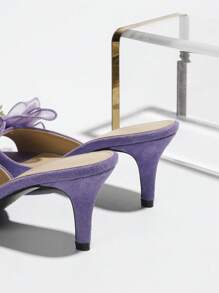 Women's Embellished Open Toe High Heel Sandals, Elegant Purple Suede-Like Stiletto Heels, Sexy Party Shoes For Summer,Kitten Heels - Purple - View 3