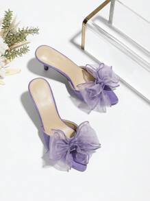 Women's Embellished Open Toe High Heel Sandals, Elegant Purple Suede-Like Stiletto Heels, Sexy Party Shoes For Summer,Kitten Heels - Purple - View 4