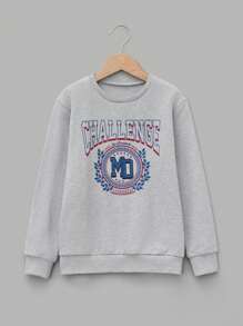 RueChic Tween Boy Letter Graphic Sweatshirt - Light Grey - View 1
