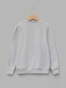 RueChic Tween Boy Letter Graphic Sweatshirt - Light Grey - View 2