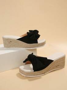 Women's Woven Sole Vacation Style Wedge & Platform Sandals - Black - View 2