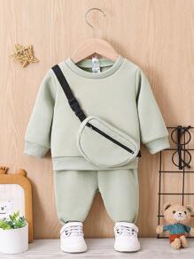 男嬰素色衛衣和衛褲和組合包 - 灰色 - 查看 1