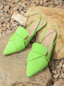 Women's Fashionable Pointed Toe Flat Shoes - Green - View 4
