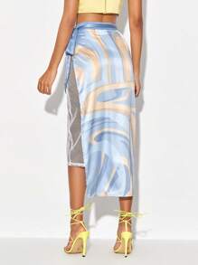 Lea Berthaud 圖案印花側打結嵌入網紗半身裙 - 彩色 - 查看 2