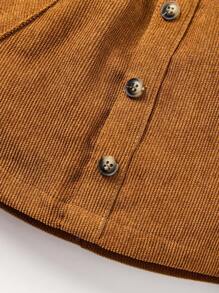 Cozy Pixies 女嬰前紐扣燈芯絨半身裙 - 棕色 - 查看 4