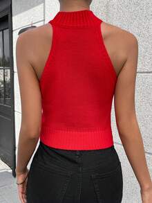 Chiquease Solid Cable Knit Top - Red - View 2