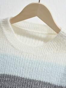 SHEIN Leap Crew Tween Girl Casual Fitted Long Sleeve Crewneck Pullover Tops - Multicolor - View 3